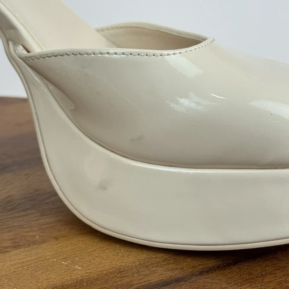 New NWOB Circus NY Sam Edelman Rosa Ivory Patent Platform Block Heels Size 8.5 M